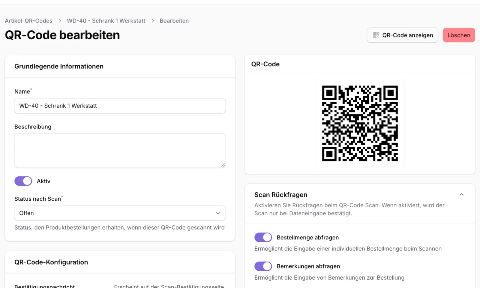 QR-Code bearbeiten und Scanlogik anpassen