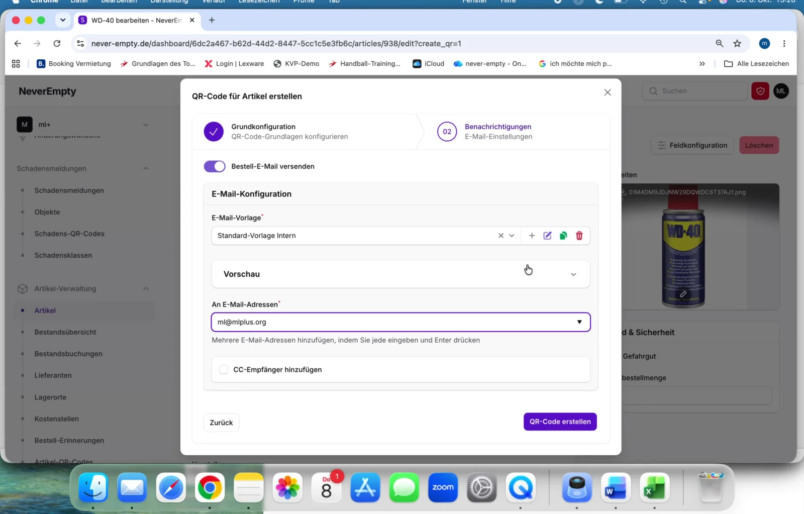 Schritt 3 · E-Mail-Empfänger hinterlegen